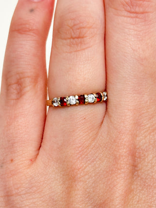 CZ & Garnet Eternity Ring | 9ct | N | 1.37g
