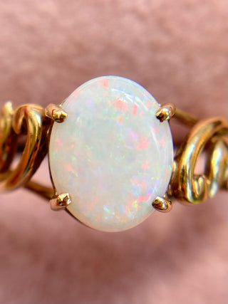 Opal Ring with Decorative Shoulders | 9ct Gold | Size O | 2.60g