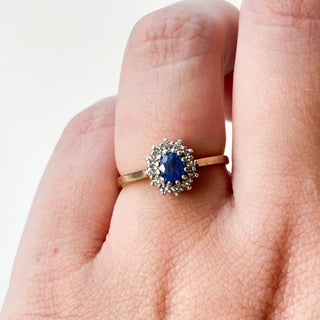 Ceylon Blue Sapphire (Natural) and Diamond | 9ct Gold | Size N | 2.34g