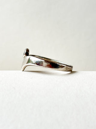 CZ Bezel & Chevron Ring | 925 Silver | Size Q | 2.42g