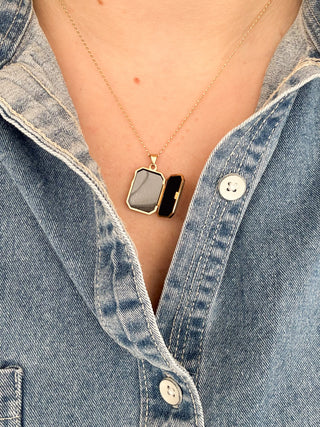 Rectangle Locket Pendant | 9ct Gold | 18-Inch Fine Cable Link Chain | 1.87g