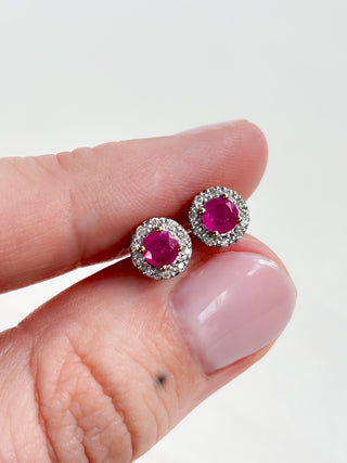 Diamond & Ruby Stud Earrings | 9ct Gold | 1.36g