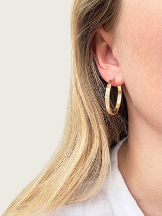 Oval Engraved Hoop Earrings | 9ct Gold | 2cm x 3cm | 2.25g