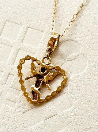 Cupid Heart Pendant | Diamond Anchor Chain | 9ct Gold | 20-Inch | 2.43g
