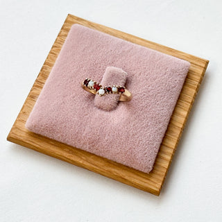 Natural Opal and Garnet Chevron | 9ct Gold | Size P | 2.38g