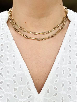 Solid Horse Bit Chain Necklace | 9ct Gold | 16-Inch | 16.64g