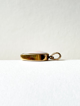 Pale pink mother of Pearl Bezel Set Teardrop Pendant | 9ct Gold | 24mm × 8mm | 2.92g