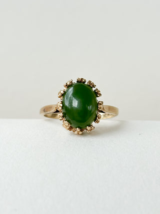 Nephrite Jade Solitaire Ring | 10ct Gold | Size M | 2.76g