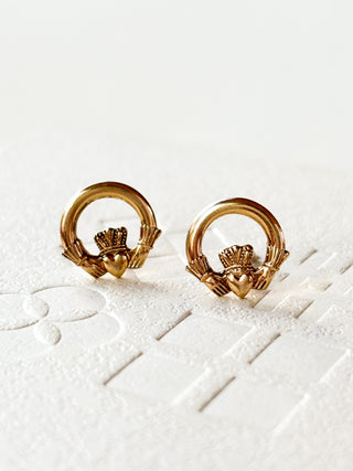 Claddagh Stud Earrings | 9ct Gold | 0.89g | 10mm