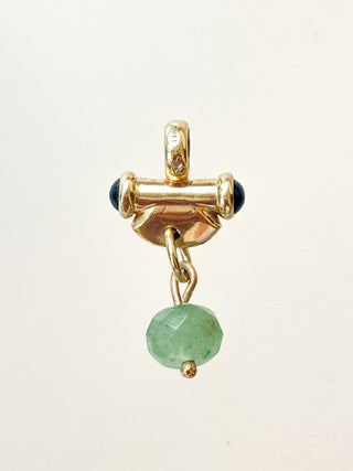Sapphire T-Bar Charm & Agate Pendant | 9ct Gold | 2.76g