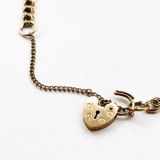 Heart Padlock Bracelet | 9ct Gold | 7.4" | 5.10g