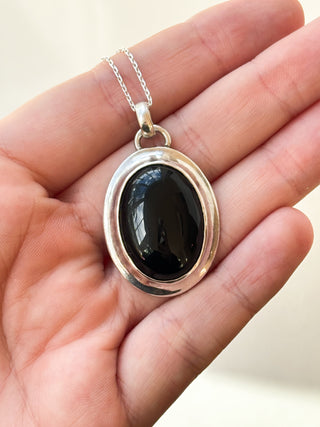 Oval Onyx Pendant | Sterling Silver | 10.42g