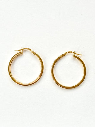 Square Edge Circle Hoop Earrings | 9ct Gold | Made in Italy | 26mm | 1.41g