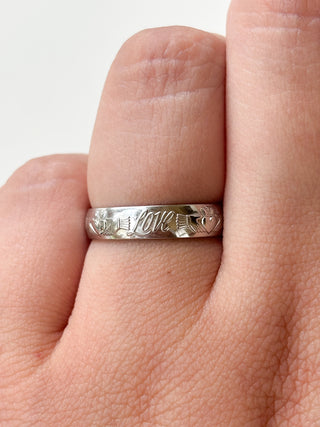 Friendship, Love & Loyalty Ring | 14ct White Gold | Size M | 3.15g