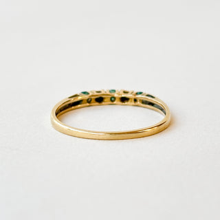 Emerald & Diamond band | 14ct Gold | Emerald + 8-Cut Natural Diamond | Size N 1/2| 1.2g