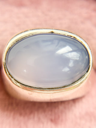 Lilac Chalcedony Ring | Silver | Size J | 8.11g