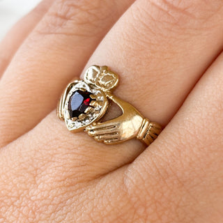 Garnet claddagh ring