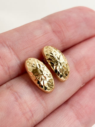 Oval Textured Stud Earrings | 9ct Gold | 0.50g