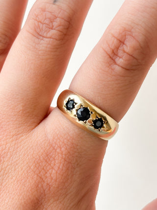 Sapphire Star Set Gypsy Ring | 9ct Gold | Size S | 4.68g