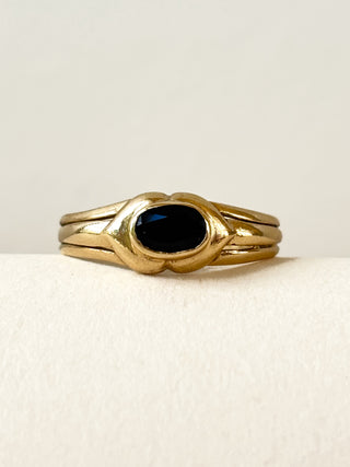 Sapphire East-West Solitaire Band Ring | 9ct Gold | Size P | 1.76g
