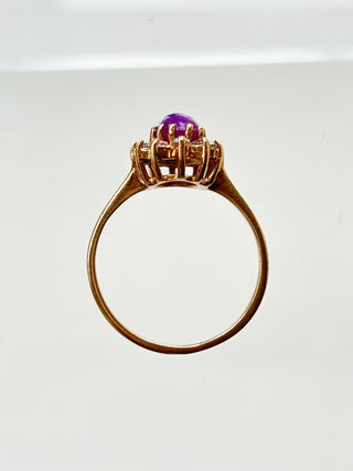 Synthetic Star Ruby & CZ Ring | 14ct Gold | Size N | 3.00g