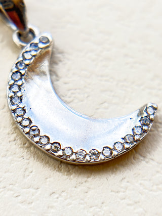 Moon & CZ Pendant | Cable Link Chain | 925 Silver | 18–20-Inch | 0.83g