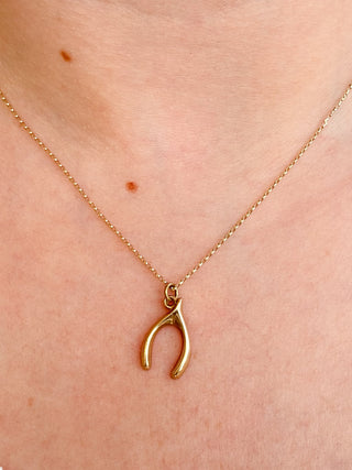 Wishbone Charm | 9ct Gold | 18-Inch Fine Cable Link Chain | 0.42g