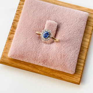 Ceylon Blue Sapphire (Natural) and Diamond | 9ct Gold | Size N | 2.34g