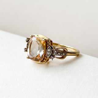 Champagne cushion Ring | 9ct Gold | Size N½ | 2.53g