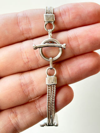 Three-Stone Onyx Bracelet | Sterling Silver | 23.27g