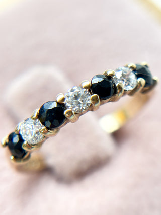 Sapphire & CZ Eternity Ring | 9ct Gold | 2.27g | Size O
