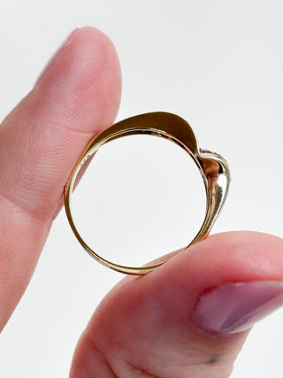 Half CZ Half Syn ruby Ring | 14ct Gold | Size N | 2.63g