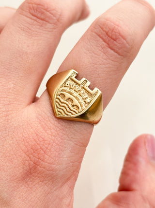 Dublin Ha’penny Bridge Signet Ring | 9ct Gold | Size V | 6.93g