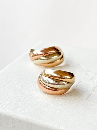 Tri-Colour Huggie Earrings | Gold | 1.91g | 14mm x 20mm