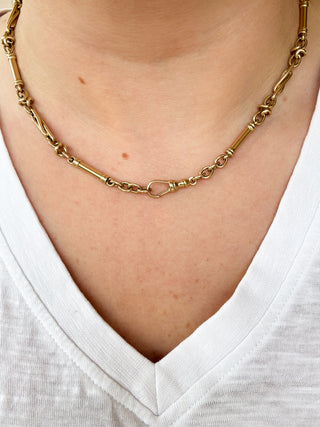 Heavy Trombone Link Necklace | 9ct Gold | 17.5-Inch | 35.31g
