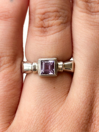 Princess Cut Amethyst Ring | 925 Silver | Size L | 4.72g