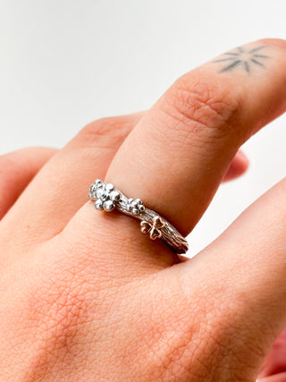 Shamrock CZ Flower Band Ring | 925 Silver | Size Q | 3.42g