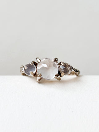 Rock Crystal Quartz Trilogy Ring | 925 Silver | Size P½ | 2.93g
