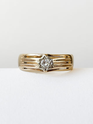 Diamond Starburst Band Ring | 0.16ct (I/SII) | 9ct Gold | Size S | 3.41g