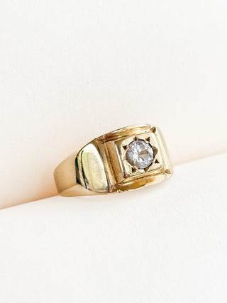 Cz Starburst Signet | 9ct Gold | Size P1/2 | 3.37g