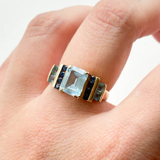 Blue Topaz & Blue Sapphire Natural Accent Ring | 10ct Gold | Size O½ | 4.2g