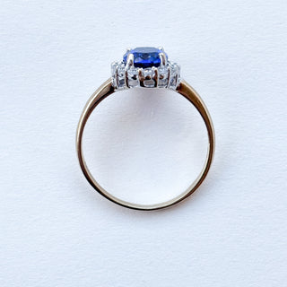 Synthetic Sapphire & CZ Solitaire Ring | 9ct Gold | Size M½ | 1.91g