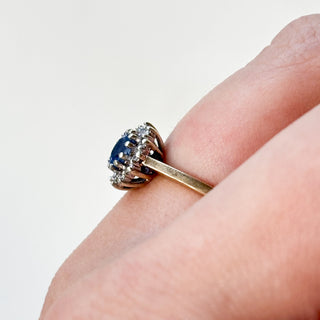 Ceylon Blue Sapphire (Natural) and Diamond | 9ct Gold | Size N | 2.34g