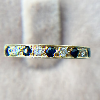 Natural Sapphire and CZ Band | 9ct Gold | Size O | 1.51g