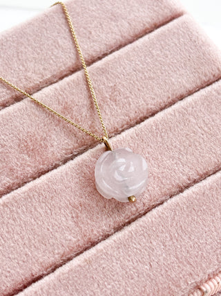 Rose Quartz Pendant | 18-Inch Fine Diamond Anchor Chain | 1.30g