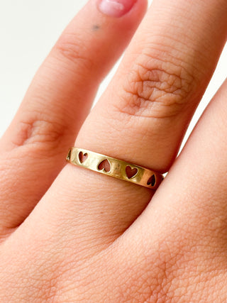Heart Insert Ring | 9ct Gold | Size O | 1.41g