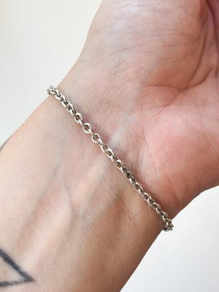 Heart Cable Link Bracelet with Heart | 925 Silver | 7-Inch | 4.82g