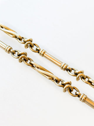 Heavy Trombone Link Necklace | 9ct Gold | 17.5-Inch | 35.31g