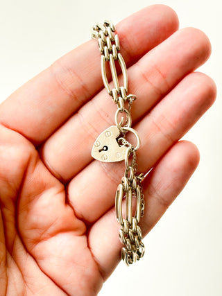 Silver Padlock Bracelet | 925 Silver | 7.5-Inch | 18.88g