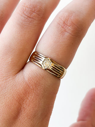 Diamond Starburst Band Ring | 0.16ct (I/SII) | 9ct Gold | Size S | 3.41g